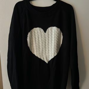 Black and White Sweater with Heart